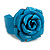Statement Turquoise Snake Print Leather Rose Flower Flex Cuff Bangle Bracelet - Adjustable