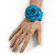 Statement Turquoise Snake Print Leather Rose Flower Flex Cuff Bangle Bracelet - Adjustable - view 2