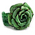 Statement Green Snake Print Leather Rose Flower Flex Cuff Bangle Bracelet - Adjustable - view 4