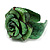 Statement Green Snake Print Leather Rose Flower Flex Cuff Bangle Bracelet - Adjustable - view 5