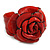 Statement Red Snake Print Leather Rose Flower Flex Cuff Bangle Bracelet - Adjustable - view 4