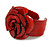 Statement Red Snake Print Leather Rose Flower Flex Cuff Bangle Bracelet - Adjustable - view 5