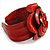 Statement Red Snake Print Leather Rose Flower Flex Cuff Bangle Bracelet - Adjustable - view 6