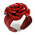 Statement Red Snake Print Leather Rose Flower Flex Cuff Bangle Bracelet - Adjustable - view 8