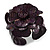 Statement Deep Purple Snake Print Leather Flower Flex Cuff Bangle Bracelet - Adjustable - view 2