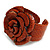 Statement Orange Snake Print Leather Rose Flower Flex Cuff Bangle Bracelet - Adjustable - view 6