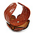 Statement Orange Snake Print Leather Rose Flower Flex Cuff Bangle Bracelet - Adjustable - view 7
