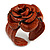 Statement Orange Snake Print Leather Rose Flower Flex Cuff Bangle Bracelet - Adjustable - view 3