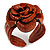Statement Orange Snake Print Leather Rose Flower Flex Cuff Bangle Bracelet - Adjustable - view 8