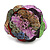 Statement Multicoloured Snake Print Leather Flower Flex Cuff Bangle Bracelet - Adjustable - view 4