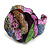 Statement Multicoloured Snake Print Leather Flower Flex Cuff Bangle Bracelet - Adjustable - view 5