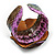 Statement Multicoloured Snake Print Leather Flower Flex Cuff Bangle Bracelet - Adjustable - view 6