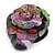 Statement Multicoloured Snake Print Leather Flower Flex Cuff Bangle Bracelet - Adjustable - view 8