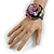 Statement Multicoloured Snake Print Leather Flower Flex Cuff Bangle Bracelet - Adjustable - view 3