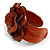Statement Orange Snake Print Leather Flower Flex Cuff Bangle Bracelet - Adjustable - view 7