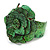 Statement Green Snake Print Leather Flower Flex Cuff Bangle Bracelet - Adjustable - view 4