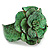 Statement Green Snake Print Leather Flower Flex Cuff Bangle Bracelet - Adjustable - view 5