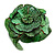 Statement Green Snake Print Leather Flower Flex Cuff Bangle Bracelet - Adjustable - view 7