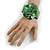 Statement Green Snake Print Leather Flower Flex Cuff Bangle Bracelet - Adjustable - view 2