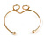 Romantic Gold Plated Open Heart Bangle Bracelet - 18cm Long (Adjustable) - view 4