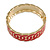 Red Enamel Interlocked Link Round Hinged Bangle Bracelet In Gold Tone - 19cm L - view 4