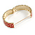 Red Enamel Interlocked Link Round Hinged Bangle Bracelet In Gold Tone - 19cm L - view 5