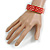 Red Enamel Interlocked Link Round Hinged Bangle Bracelet In Gold Tone - 19cm L - view 2