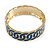 Blue Enamel Interlocked Link Round Hinged Bangle Bracelet In Gold Tone - 19cm L - view 4