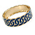Blue Enamel Interlocked Link Round Hinged Bangle Bracelet In Gold Tone - 19cm L - view 5