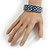 Blue Enamel Interlocked Link Round Hinged Bangle Bracelet In Gold Tone - 19cm L - view 2