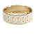 Cream Enamel Interlocked Link Round Hinged Bangle Bracelet In Gold Tone - 19cm L