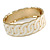 Cream Enamel Interlocked Link Round Hinged Bangle Bracelet In Gold Tone - 19cm L - view 3