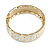 Cream Enamel Interlocked Link Round Hinged Bangle Bracelet In Gold Tone - 19cm L - view 4