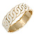 Cream Enamel Interlocked Link Round Hinged Bangle Bracelet In Gold Tone - 19cm L - view 5