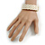 Cream Enamel Interlocked Link Round Hinged Bangle Bracelet In Gold Tone - 19cm L - view 2