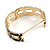 Jet Black Enamel Link Oval Hinged Bangle Bracelet In Gold Tone - 18cm Long - view 6