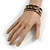 Jet Black Enamel Link Oval Hinged Bangle Bracelet In Gold Tone - 18cm Long - view 2