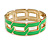 Neon Green Enamel Link Oval Hinged Bangle Bracelet In Gold Tone - 18cm Long