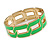 Neon Green Enamel Link Oval Hinged Bangle Bracelet In Gold Tone - 18cm Long - view 4