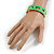 Neon Green Enamel Link Oval Hinged Bangle Bracelet In Gold Tone - 18cm Long - view 2