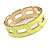 Neon Yellow Enamel Link Oval Hinged Bangle Bracelet In Gold Tone - 18cm Long - view 5