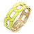 Neon Yellow Enamel Link Oval Hinged Bangle Bracelet In Gold Tone - 18cm Long - view 7