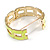 Neon Yellow Enamel Link Oval Hinged Bangle Bracelet In Gold Tone - 18cm Long - view 4