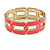 Neon Pink Enamel Link Oval Hinged Bangle Bracelet In Gold Tone - 18cm Long - view 2