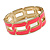 Neon Pink Enamel Link Oval Hinged Bangle Bracelet In Gold Tone - 18cm Long - view 4