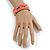 Neon Pink Enamel Link Oval Hinged Bangle Bracelet In Gold Tone - 18cm Long - view 3