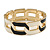 Black/ Cream Enamel Link Oval Hinged Bangle Bracelet In Gold Tone - 18cm Long - view 5