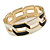 Black/ Cream Enamel Link Oval Hinged Bangle Bracelet In Gold Tone - 18cm Long - view 8