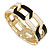 Black/ Cream Enamel Link Oval Hinged Bangle Bracelet In Gold Tone - 18cm Long - view 6