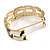 Black/ Cream Enamel Link Oval Hinged Bangle Bracelet In Gold Tone - 18cm Long - view 3